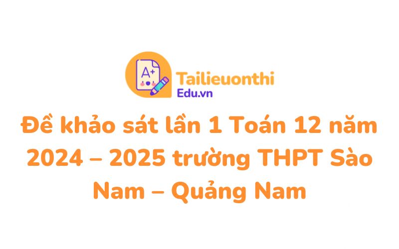 Đề khảo sát lần 1 Toán 12 năm 2024  2025 trường THPT Sào Nam  Quảng Nam